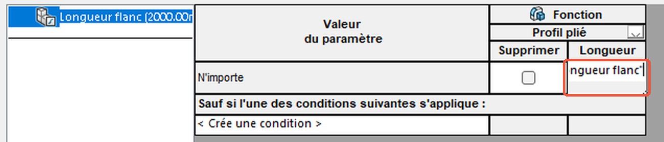 La formule dans la case